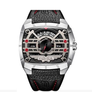 Police G Force Mens Black Leather Strap Watch - PL14796JS/02A